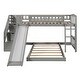preview thumbnail 3 of 11, Stairway Twin over Twin Bunk Bed with Two Drawers, Slide, and Convertible Ladder, Gray