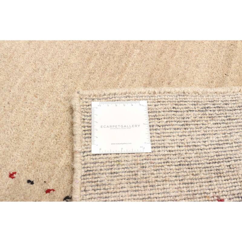 ECARPETGALLERY Hand Loomed Kashkuli Gabbeh Tan Wool Rug - 4'0 x 5'9