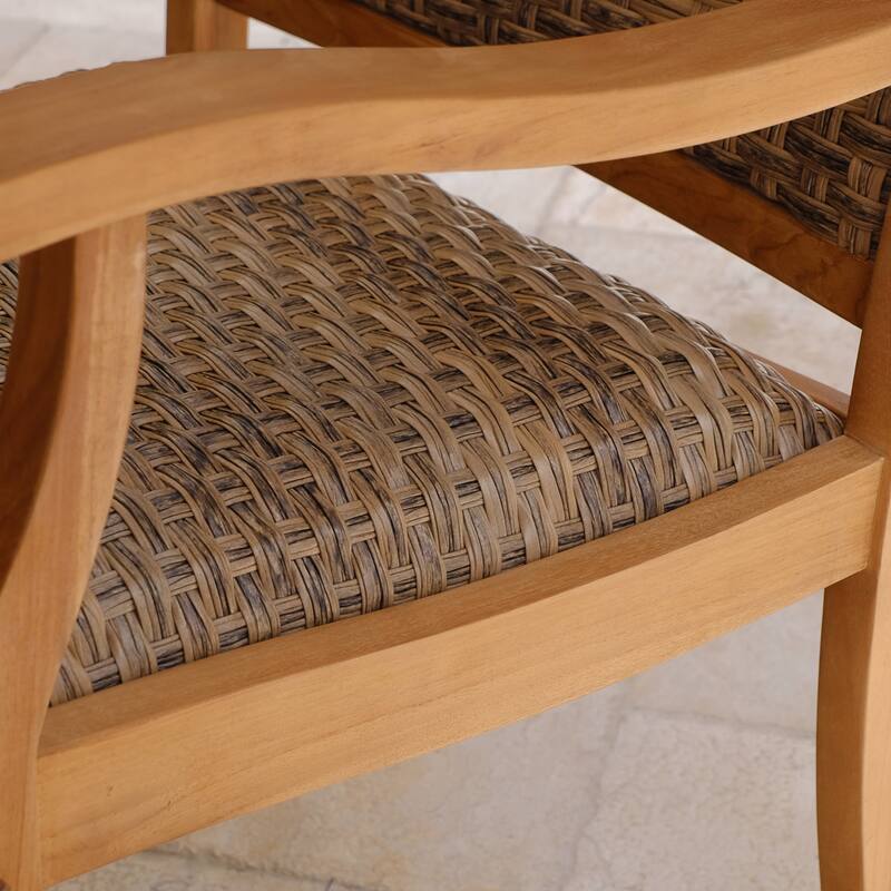 Cambridge Casual Camden Solid Teak Outdoor Rocking Chair with Padded Woven Seat