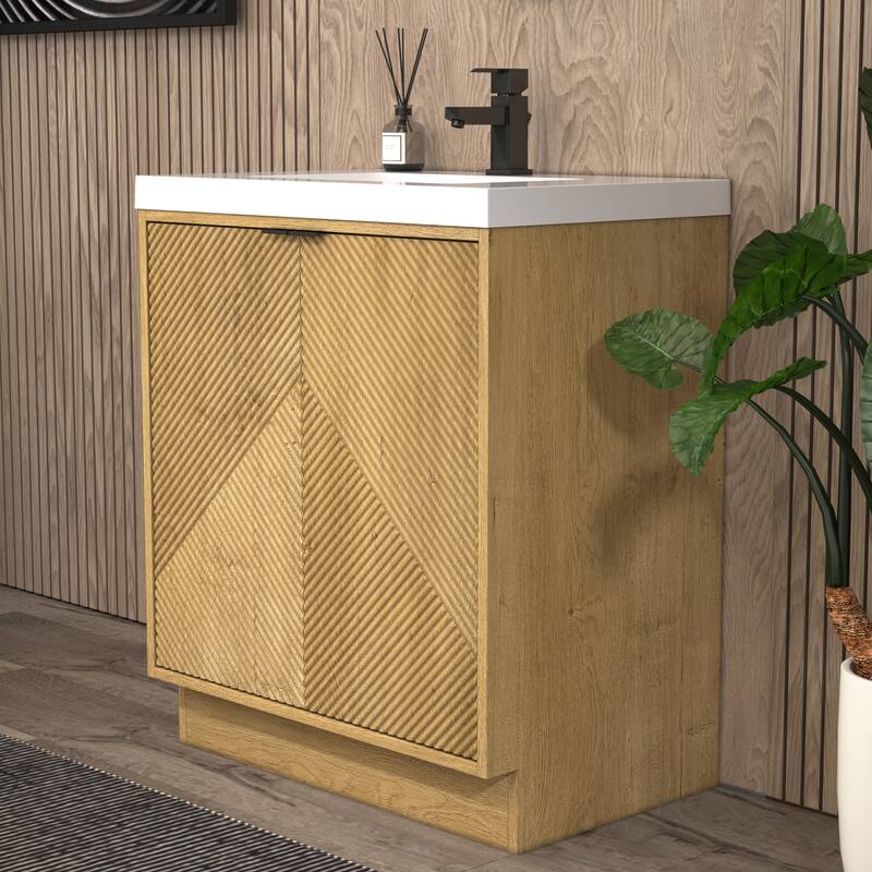 Milano 30" Freestanding Bathroom Vanity with White Acrylic Sink