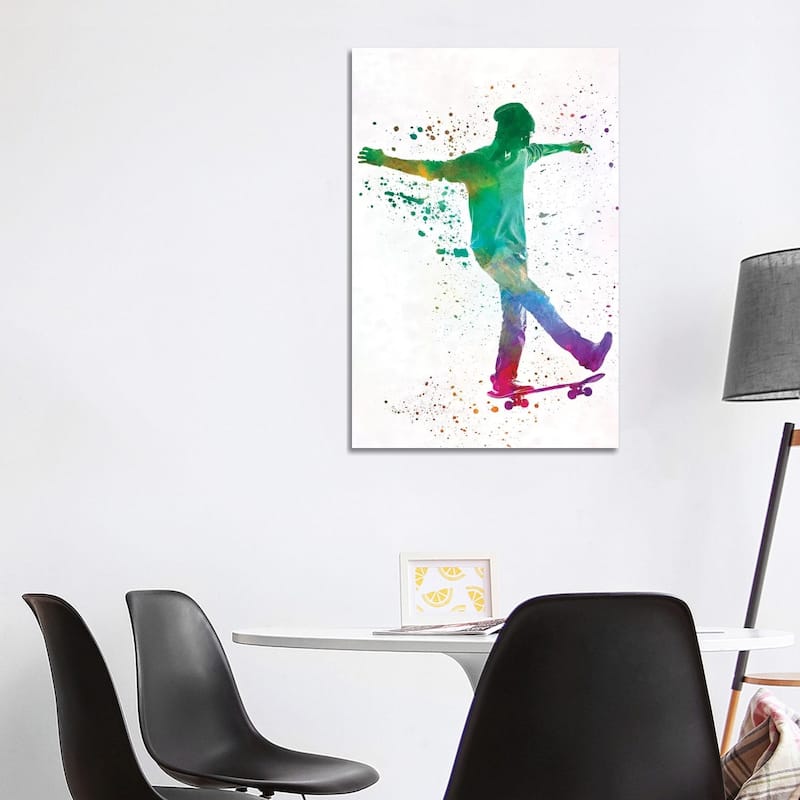 iCanvas "Skateboarder In Watercolor VII" by Paul Rommer Canvas Print - 40x26x1.5