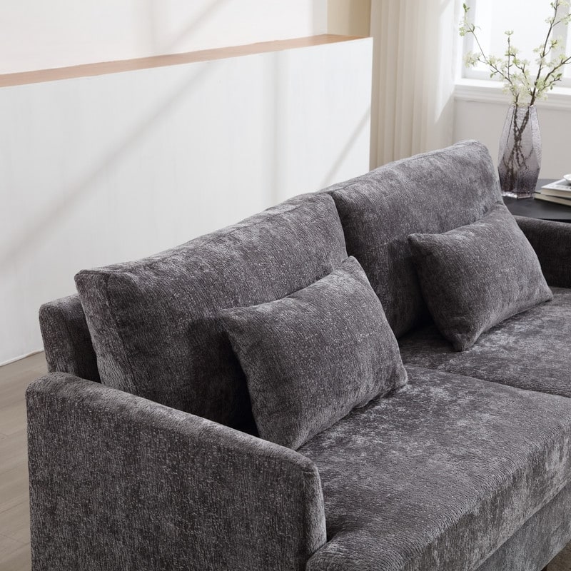 Modern Chenille Fabric Loveseat, 2-Seat Upholstered Sofa Couch