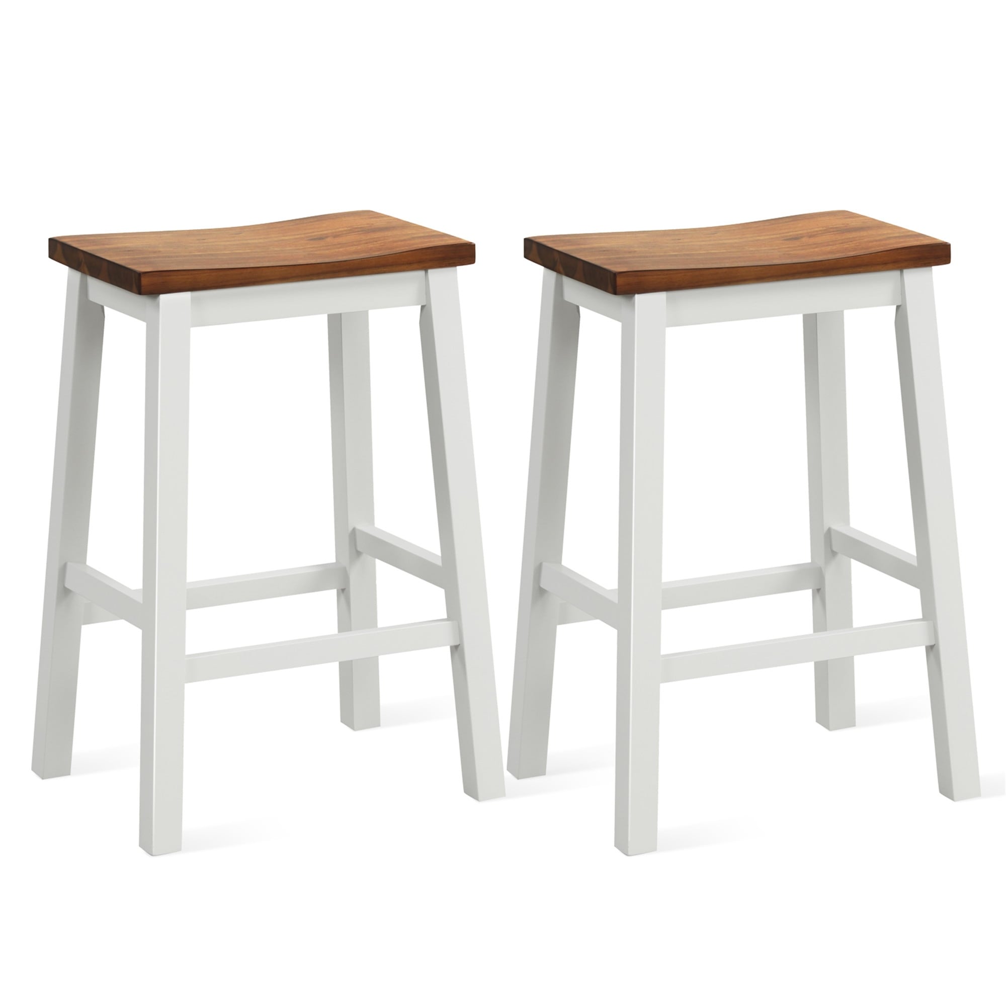Gymax 24.5 Inch Set of 2 Saddle Stools Industrial Counter Height