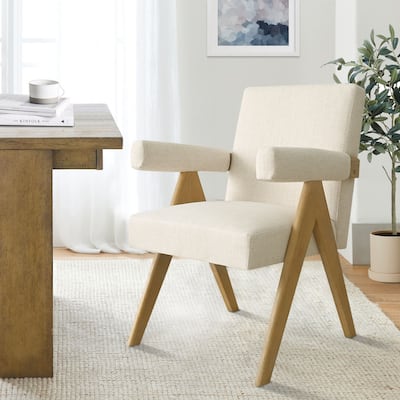 Linen Dining Chair with Arms