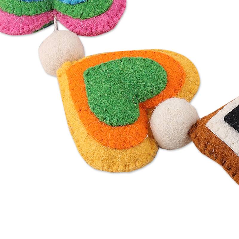 Novica Handmade Vivacious Love Wool Felt Garland - Multi