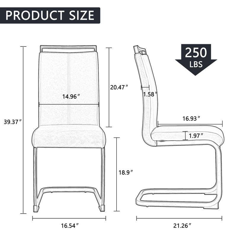 Dining Chairs,PU Faux Leather High Back Side Chair (Set of 4) - Dark Gray