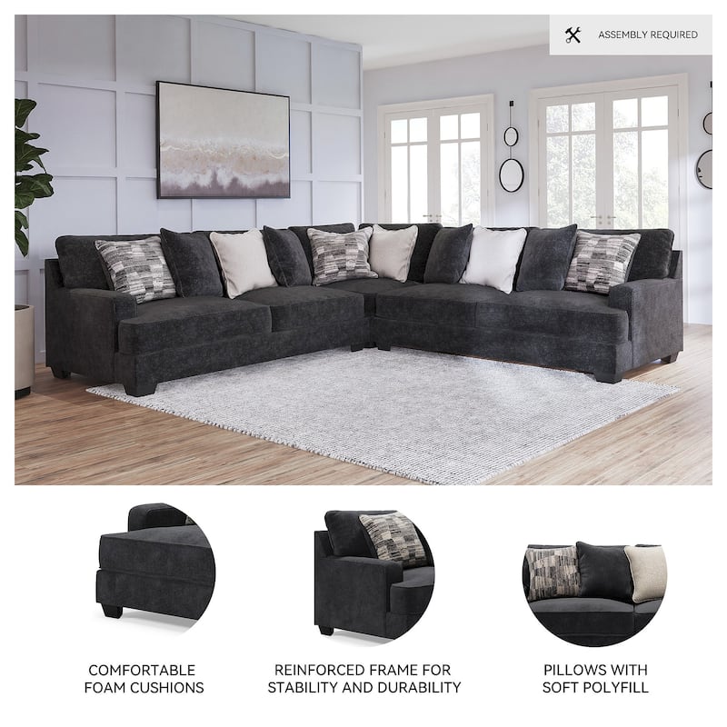 Signature Design by Ashley Lavernett Charcoal 3-Piece Sectional - 131"W x 131"D x 40"H