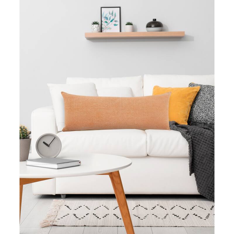 HomeRoots 14" X 36" Orange 100% Cotton Zippered Pillow