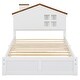 preview thumbnail 8 of 10, White Twin Size Wood Bed with House-shaped Headboard and LED