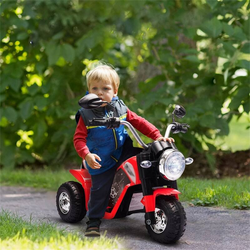 Red Kids Electric Motorcycle Ride-On with Rechargeable Battery and Working Headlights - 28.25"L x 22.5"W x 22"H