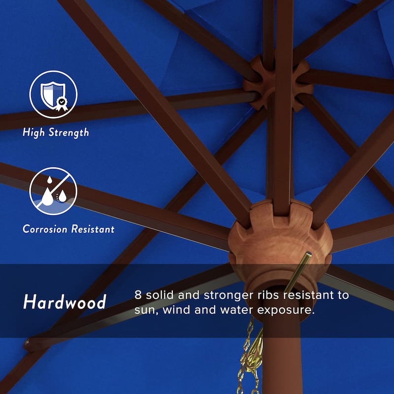 California Umbrella 9-ft. Round Marenti Wood-framed Olefin Patio Umbrella (No Base)