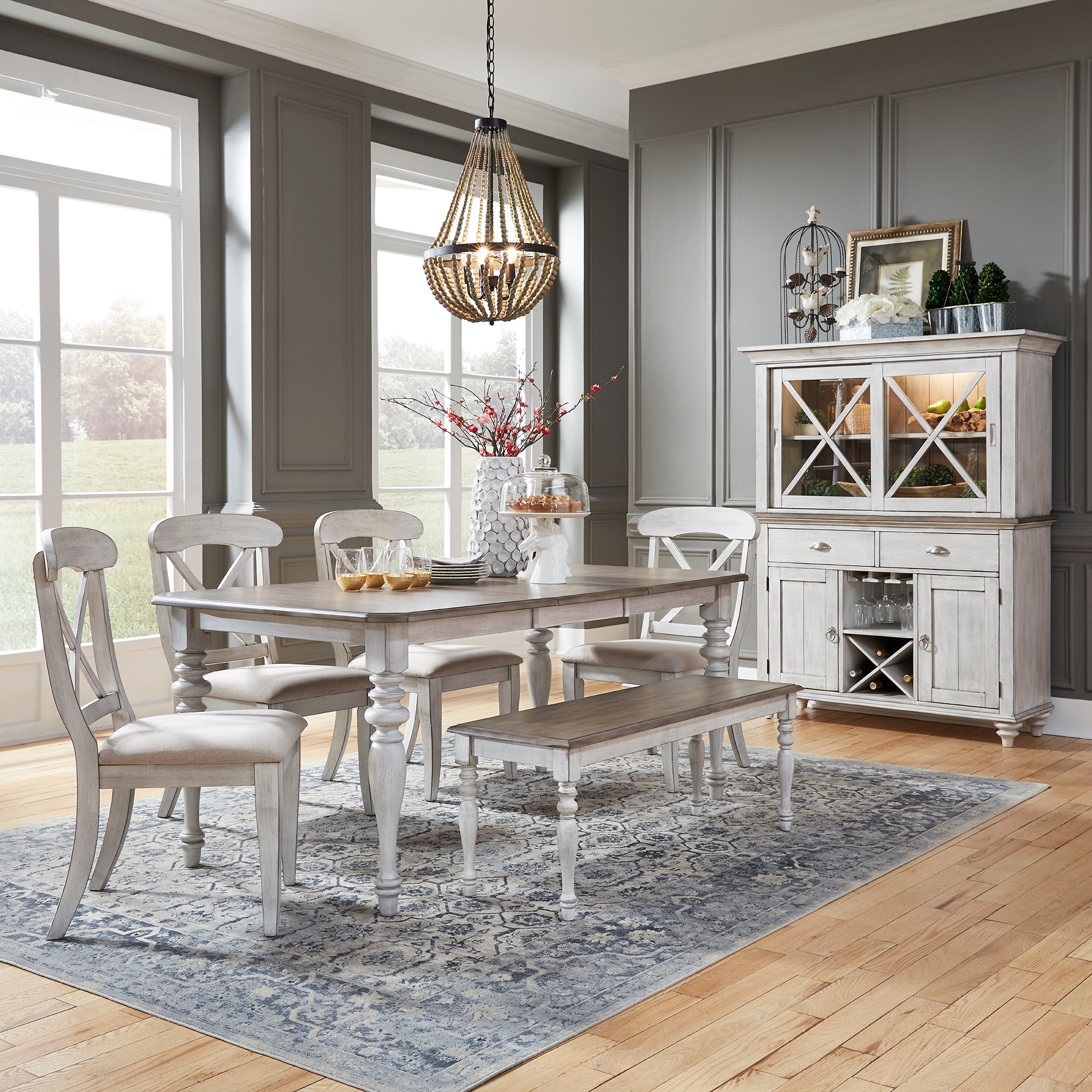 Liberty Furniture Ocean Isle 6 Piece Dining Set Rectangular Table Weathered Pine
