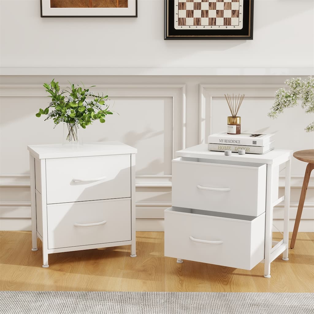 Nightstand Set of 2, Side Table with 2 Fabric Drawers, End Table, Bedside Table , Night Stand for Bedroom