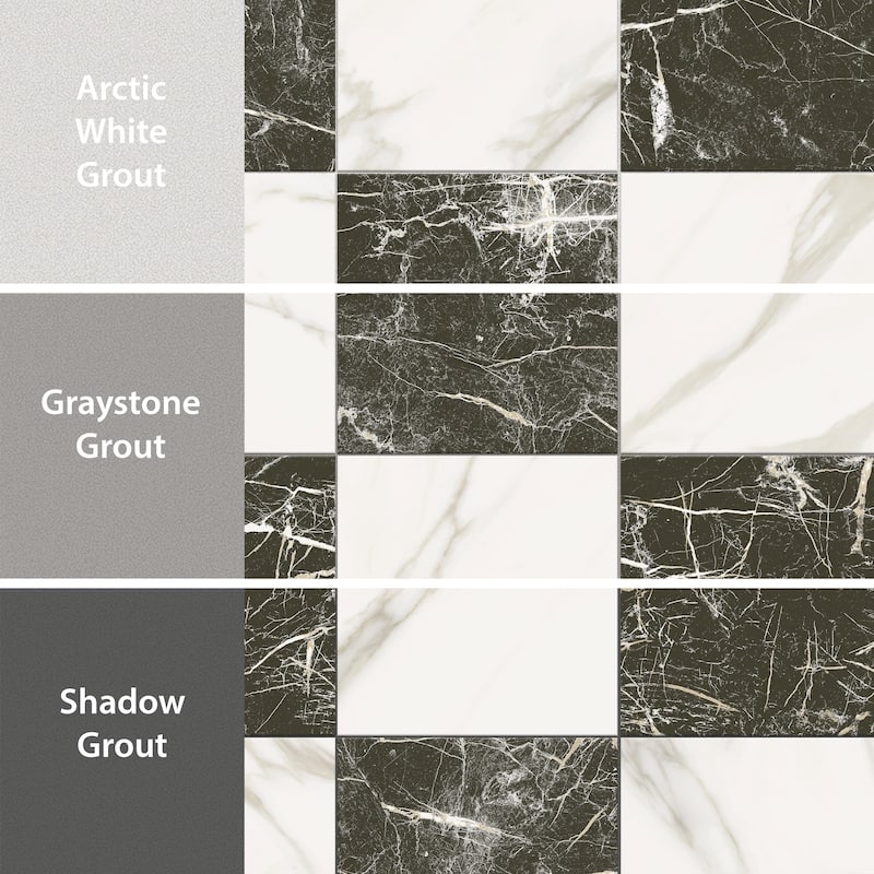 Merola Tile Marbilia Chess Marquina Gold 17-3/8" x 17-3/8" Porcelain Floor and Wall Tile