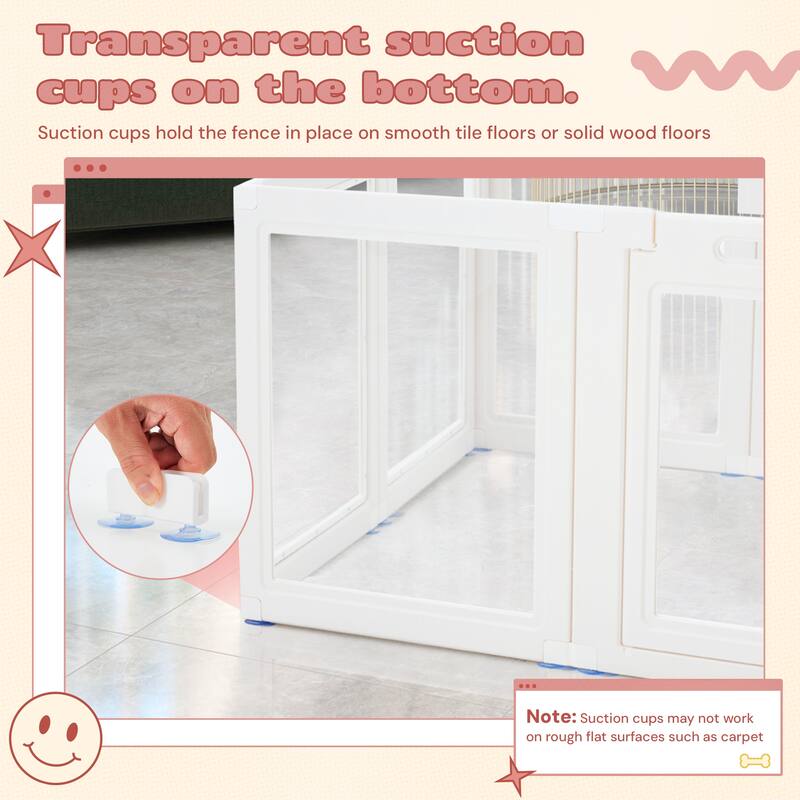 EROMMY 6/ 8/ 12 Panel Clear PET Pet Playpen with Door, Transparent Puppy Playpen for Small Dogs, Cats, Rabbits