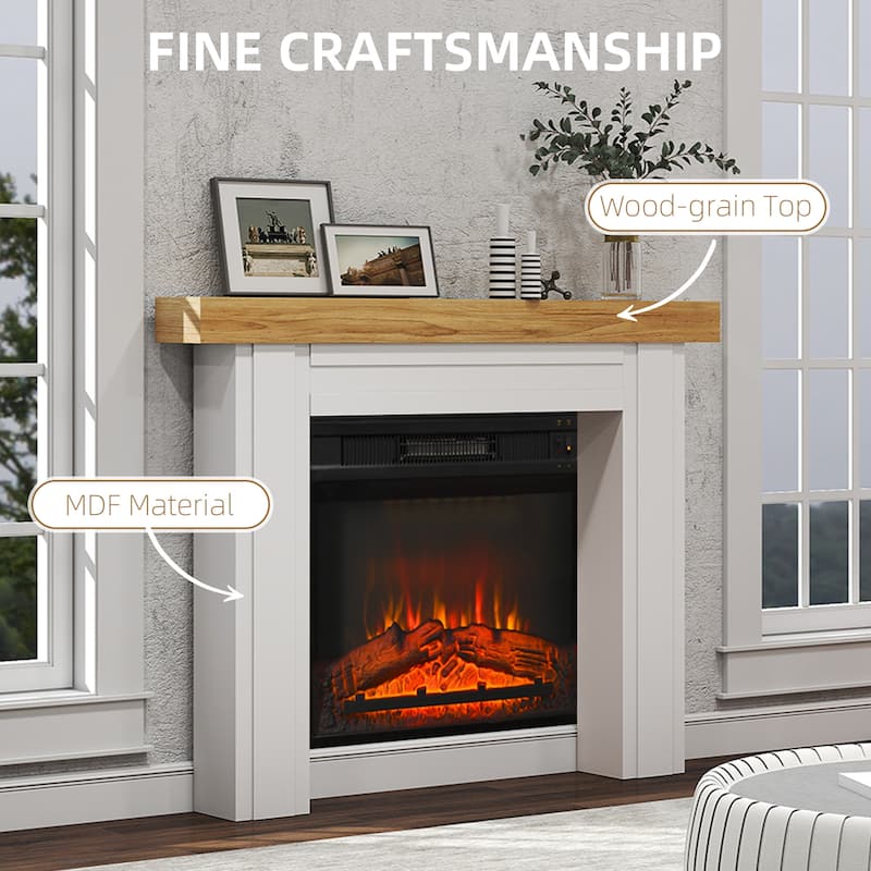 HOMCOM Modern Fireplace Mantel, Freestanding Fireplace Surround with Leg for Electric Fireplaces, 51.2" W x 40.6" H