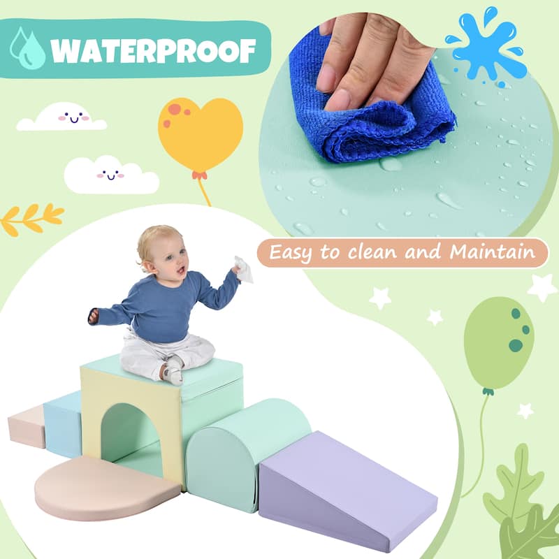 Colorful Soft Climb and Crawl Foam Playset 7 in 1, Soft Play Equipment Climb and Crawl Playground, Kids Crawling & Climbing