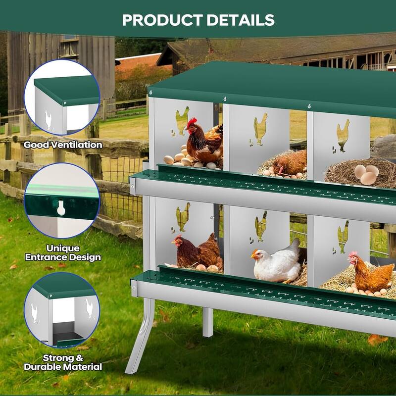 6 Compartment Nesting Box, Chicken Laying Box, with Bracket Legs