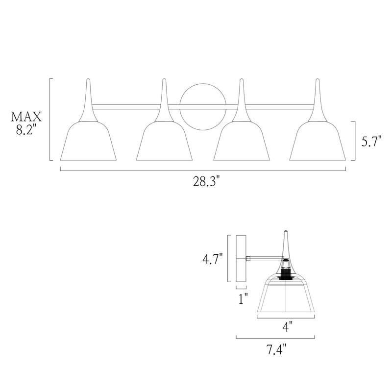 Ampla Modern Farmhouse 4-light Bathroom Vanity Light Black Gold Sonce with Resin Shade