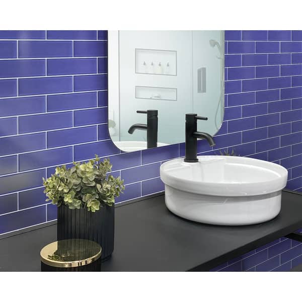 slide 2 of 2, Apollo Tile 20 Pack 3-in x 12-in Royal Blue Rectangular Subway Matte Finished Glass Mosaic Wall Tile (5 sq ft/case)