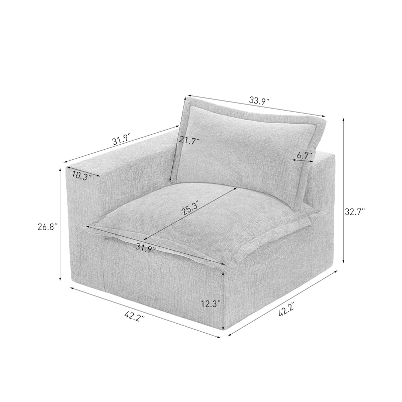 Comfy Cloud Couch Plush Modular Sectional Sofa For Living Room