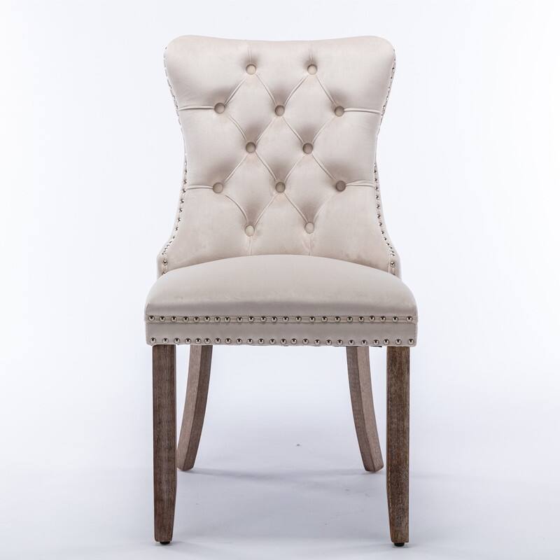 Modern/Contemporary Velvet Dining Chair with Solid Wood Legs（Set of 2）