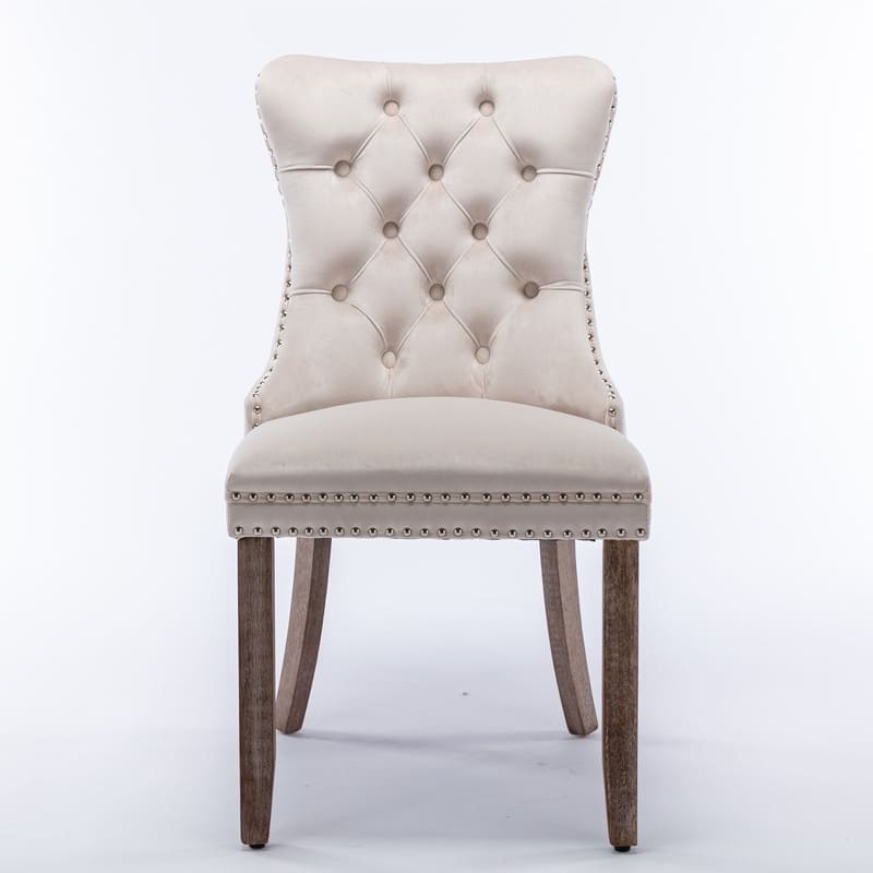 Tufted Velvet Dining Chairs with Nailhead Trim (Set of 2)