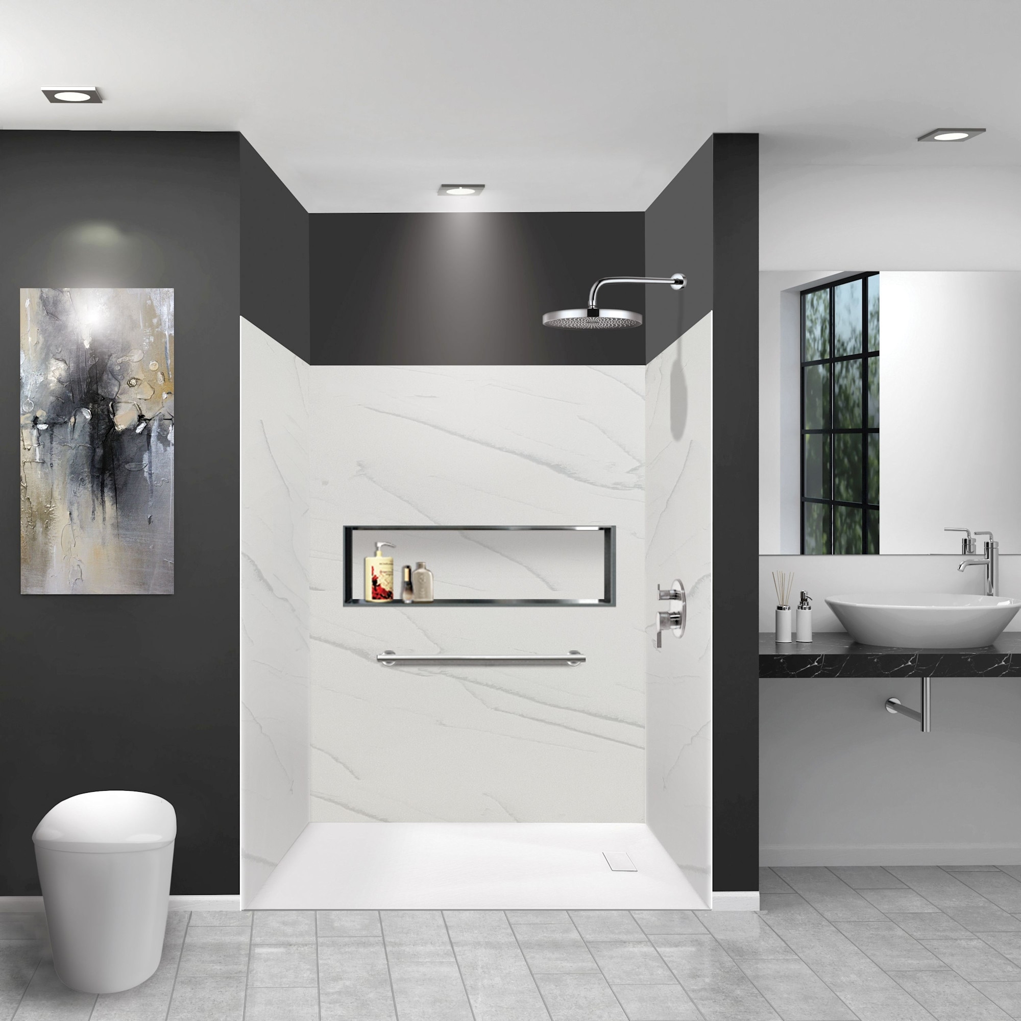 Transolid LWK606072 Lusso 72" H x 60" W x 60" D Three Wall Alcove