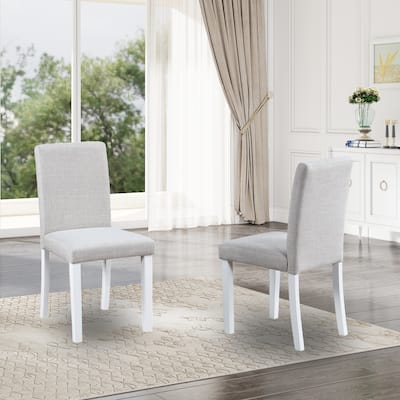 White Dining Chairs Set for 4, Kitchen Chair with Padded Seat, Side Chair for Dining Room
