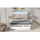 preview thumbnail 4 of 10, Queen Platform Bed with Upholstered LED Headboard & 2-Storage Drawers, Antique White