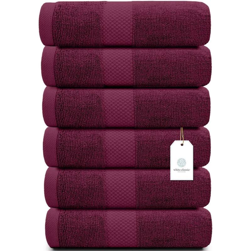 White Classic Luxury Cotton Hand Towel 16x30 - Set of 6