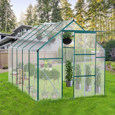 6X10FT Polycarbonate Greenhouse Raised Base and Anchor Aluminum Heavy Duty Walk-in Greenhouses for Outdoor Backyard - 10 x 10