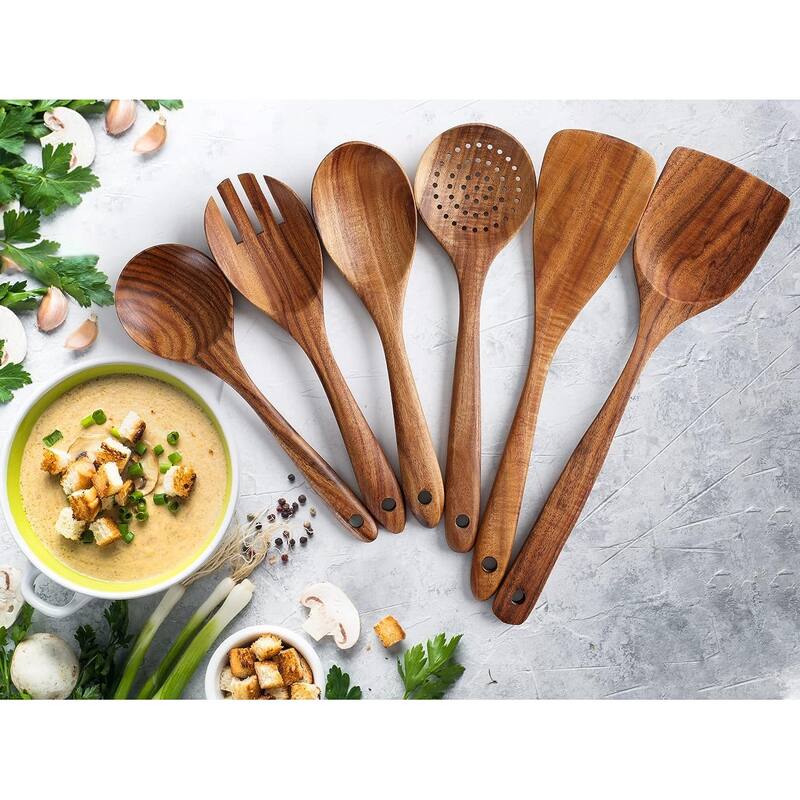Zulay Kitchen 6-Piece Wooden Spoons for Cooking