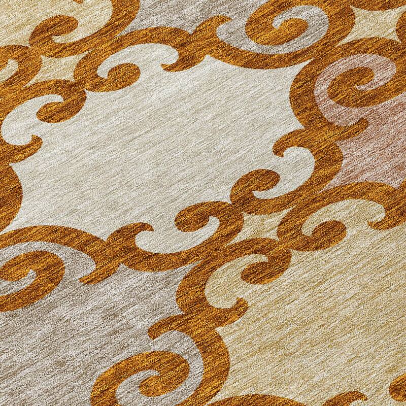 Machine Washable Indoor/ Outdoor Chantille Scroll Rug