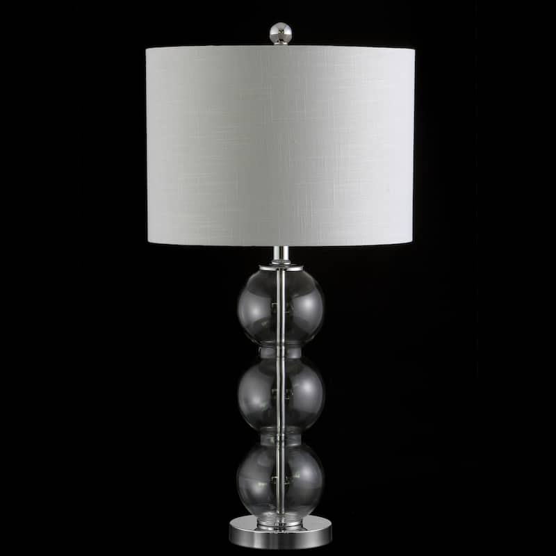 Ella 27" Glass Triple-Sphere LED Table Lamp, Mercury Silver/Chrome (Set of 2) by JONATHAN Y