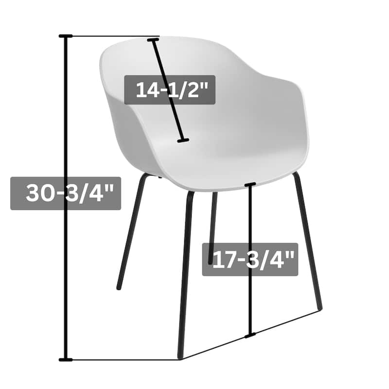 Furnish Theory Curve-K ML Indoor/Outdoor Dining Armchairs Arm Chairs w Polypropylene Shell & Powder-Coated Steel Legs (Set of 2)