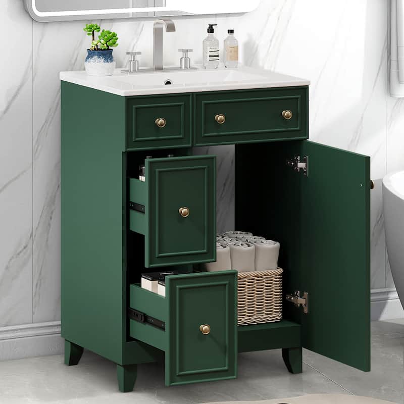 24" Bathroom Vanity Cabinet with Ceramic Sink