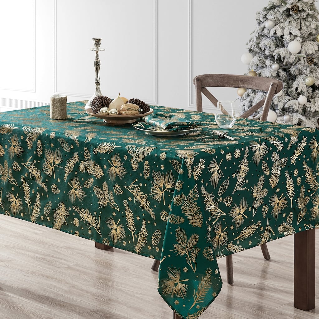 Pine Foil Fabric Holiday Tablecloth