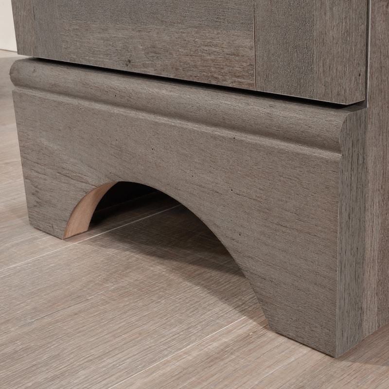 Anmytek Gray Oak Home Office Desk with Two Drawers Rustic Study Desk