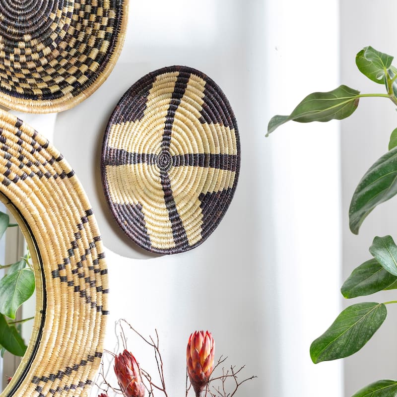 Livabliss Maribelle Hand Woven Grass Wall Basket - Quad Charcoal
