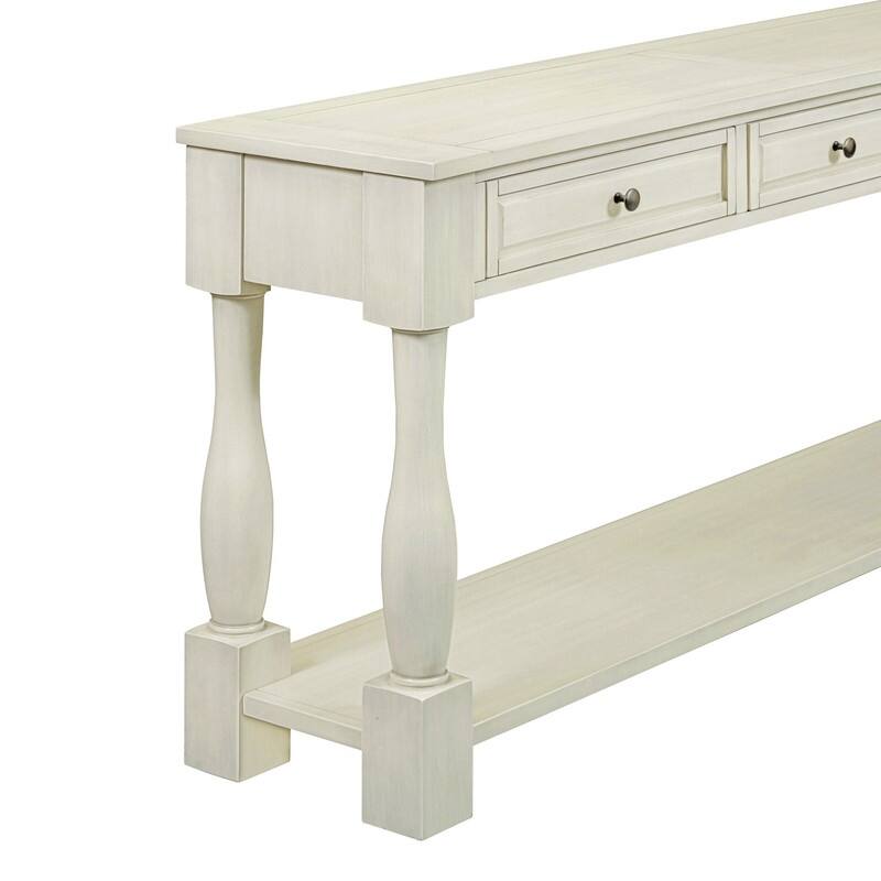 63"Long Console Table with 3 Drawers and Shelf for Entryway and Living Room in Mediterranean Design
