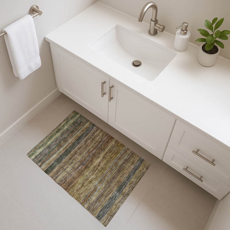 Premium Washable Super Soft Ombre Stripes Mayfield Rug - Brown - 1'8" x 2'6"