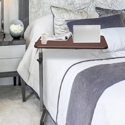 Adjustable MDF Bedside Computer Desk Overbed Table With Wheels