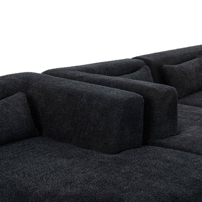 Free Combination Upholstered Sectional Sofa, Sofa Set with Curved Chaise Lounge, Large Floor Couch with Pillows
