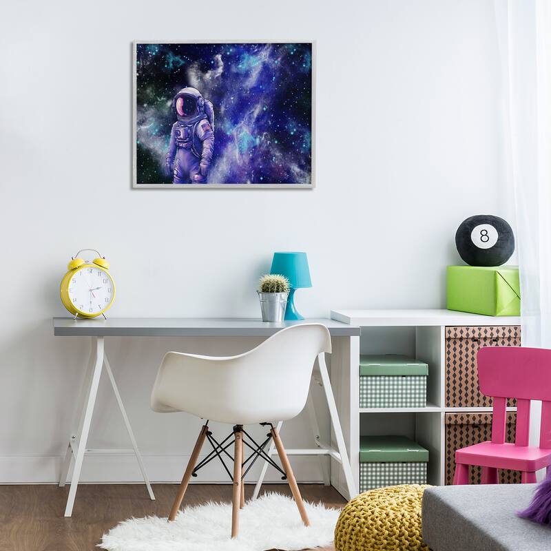 Stupell Astronaut with Blue Nebula Framed Giclee Art Design By Jesse Keith