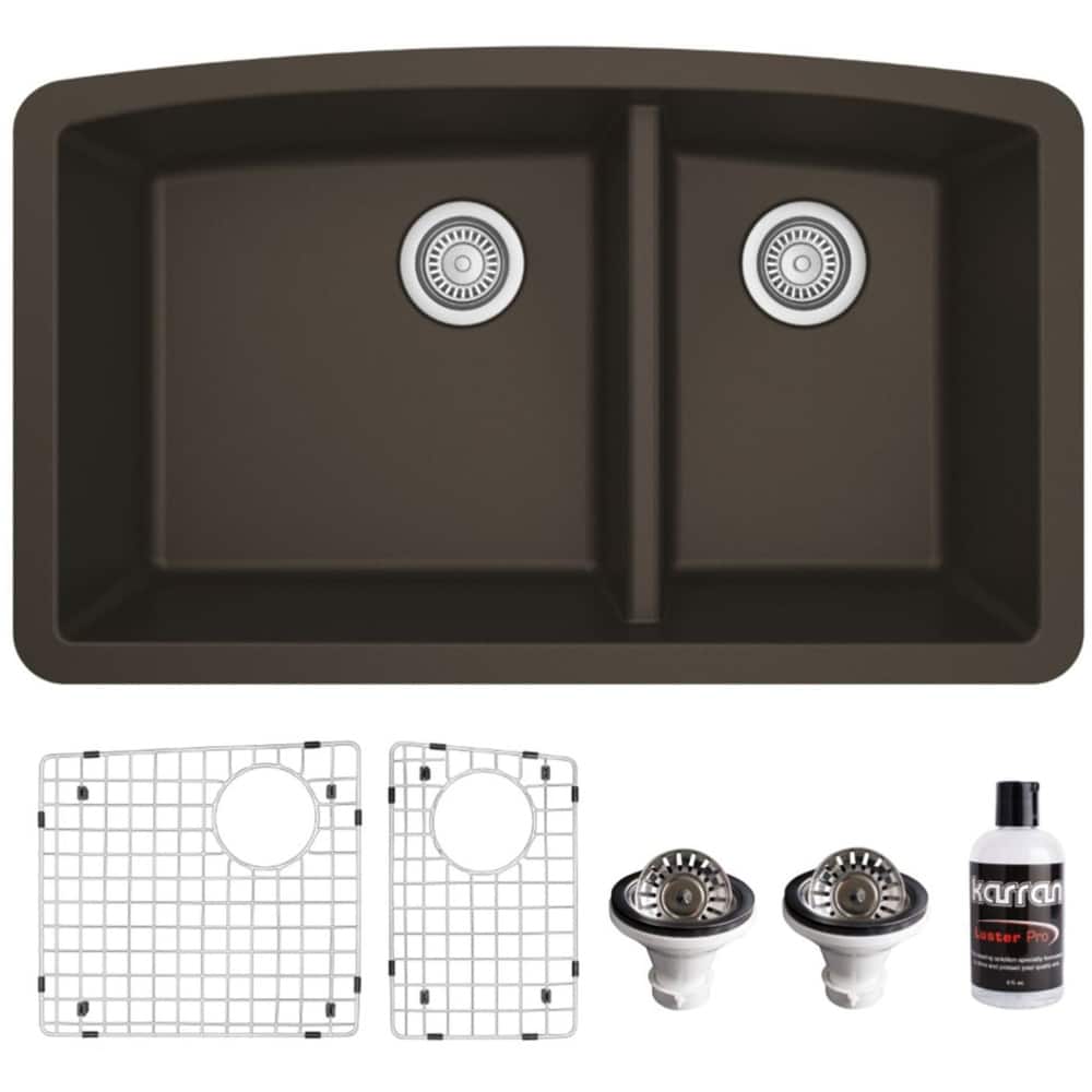 Karran USA QU-711-PK1 Quartz QU 32" Undermount Double Basin Quartz