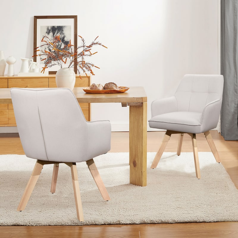 Art Leon Swivel Fabric Dining Arm Chair (Set of 2)