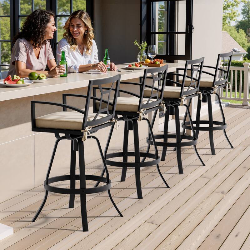 VredHom Outdoor Patio All-Weather Aluminum Swivel Sunbrella Cushion Bar Stool