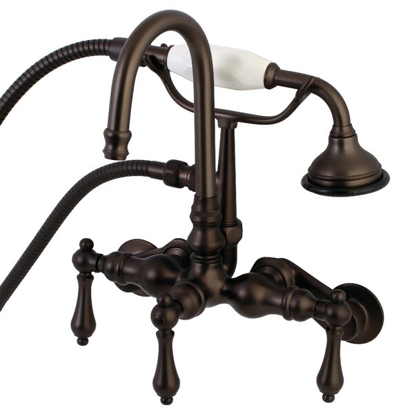 Kingston Brass AE301T Vintage Wall Mounted Clawfoot Tub Filler with Built-In Diverter and Metal Lever Handles