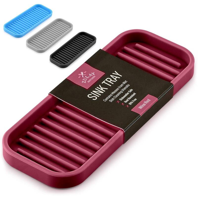 Zulay Kitchen Silicone Sponge Holder for Kitchen Sink - Wine Red